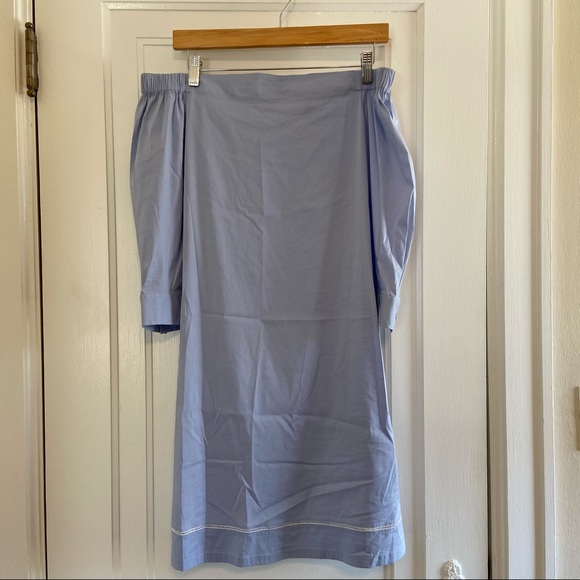 Theory Light Blue Off-Shoulder Mini Dress - Picture 3 of 8